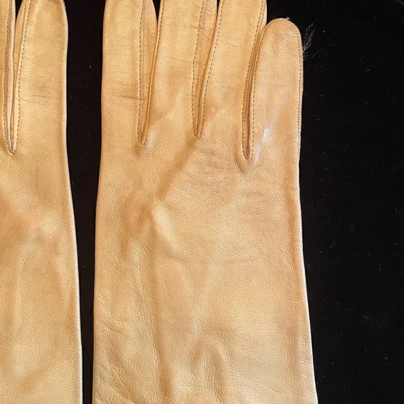 Bacmo yellow leather vintage day gloves size 6.5" - Picture 4 of 5